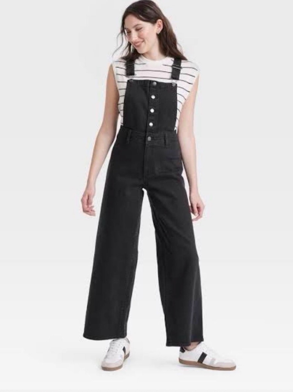 Universal Thread Black Wide-Leg Denim Overalls for Women
